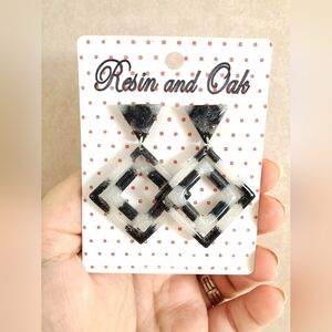 021. Resin Funky Black and White Earrings